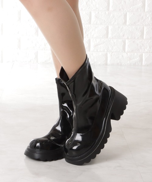 Lace Ladies（レースレディース） ブーツ エナメル調厚底ショート