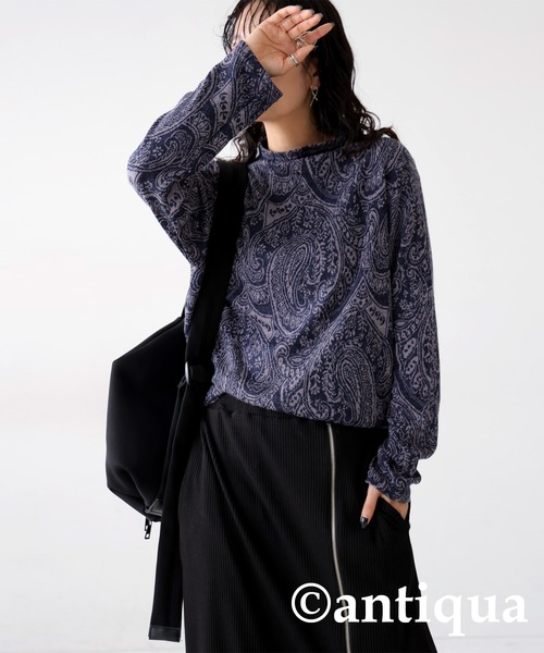 antiqua tシャツ ペイズリー柄タートルネックトップス