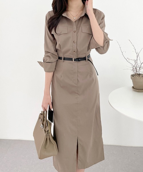 ワンピース ベルト付き ロング シャツ : ZOZOTOWN Yahoo!店
