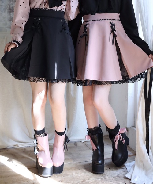 idemイデムromanticlaceribbonskirtレースリボンスカート 2way ribbon