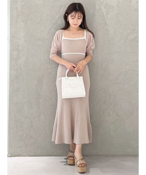 MERCURYDUO ワンピース ボレロSETバイカラーリブニット