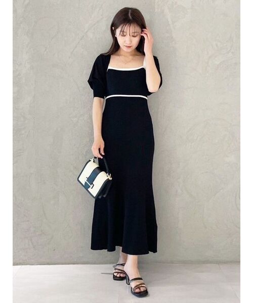 MERCURYDUOワンピースボレロ付き新品未使用♡ MERCURYDUO ワンピース ボレロSETバイカラーリブニット