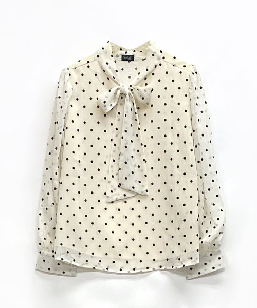 【美品】Drawer ドゥロワー シルクボウタイドットブラウス シャツ リボン Drawer ドゥロワー シルク ボウタイ 花柄 ブラウス
