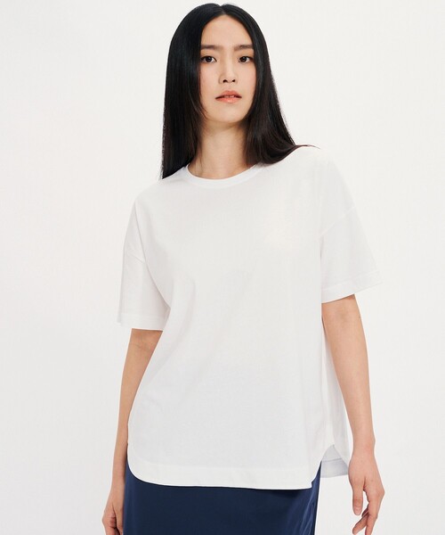 tシャツ UVカット オーガニックコットン ドロップショルダー クルーネック半袖Tシャツ レディース
