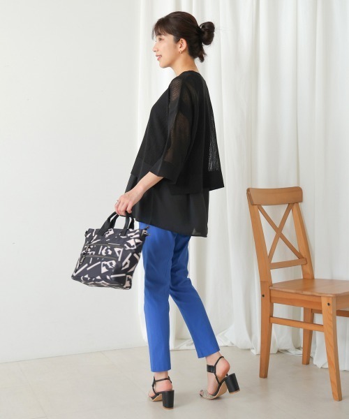 【美品】Bou Jeloud ブージュルード シアー刺繍チュニック 黒 七分袖 美品】Bou Jeloud ブージュルード シアー刺繍チュニック 黒 七分
