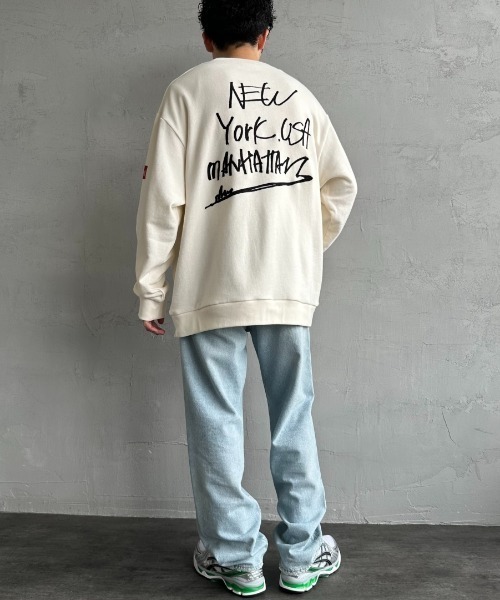トレーナー スウェット 「WEB先行予約」「MANHATTAN PORTAGE/マンハッタンポーテージ」 別注 手書き風バック刺繍 クルーネックスウェ Manhattan Portage トレーナー スウェット 「WEB先行予約
