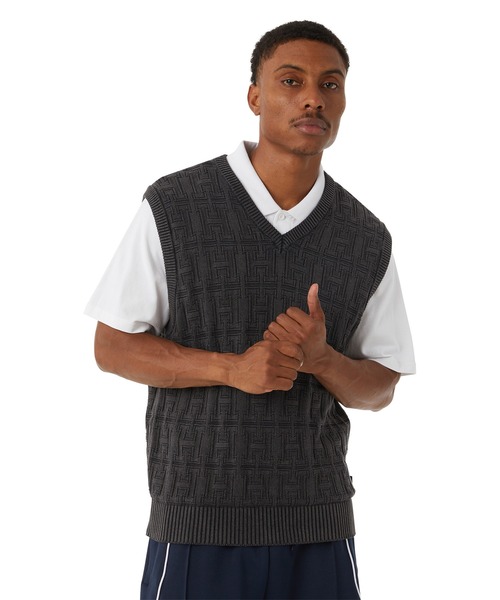 HUF ベスト ジレ INTERLACED JACQUARD OVERDYED VEST / ハフ