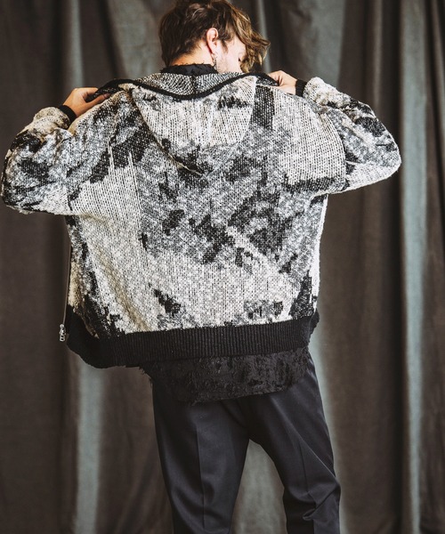 NO ID.（ノーアイディー） パーカー 「NO ID.」Abstract JQ Knit Zip
