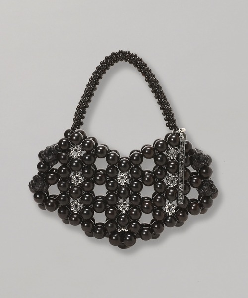 Feng Chen Wang バッグ ハンドバッグ EBONY BEADED HEART SHAPED BAG  