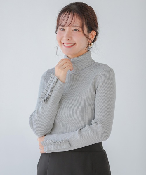 MORABITO フリルニットセーター　七分袖 38 MORABITO フリルニットセーター 七分袖 38