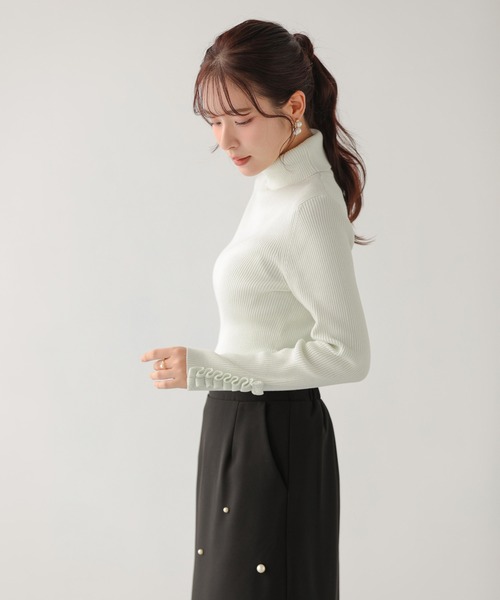 MORABITO フリルニットセーター　七分袖 38 MORABITO フリルニットセーター 七分袖 38