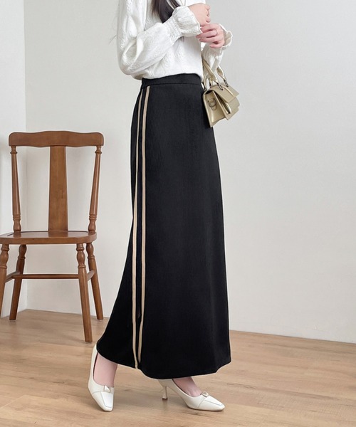 ABITOKYO（アビトーキョー） スカート コーデュロイサイドスリット配色