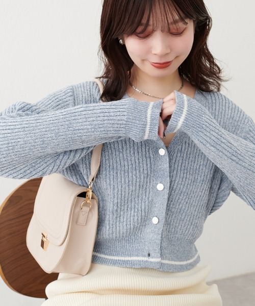 BATONER リブニット Vネック カーディガン リブニット Vネックカーディガン – BLACKOUT