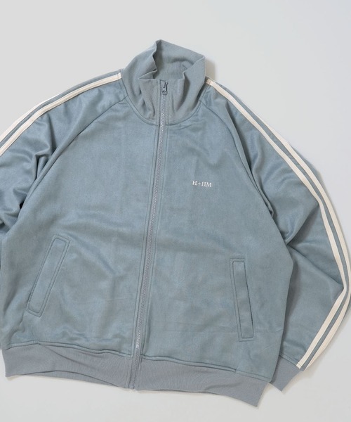 ジャージ faux suede track jacket/スウェードタッチ ワンポイント刺繍