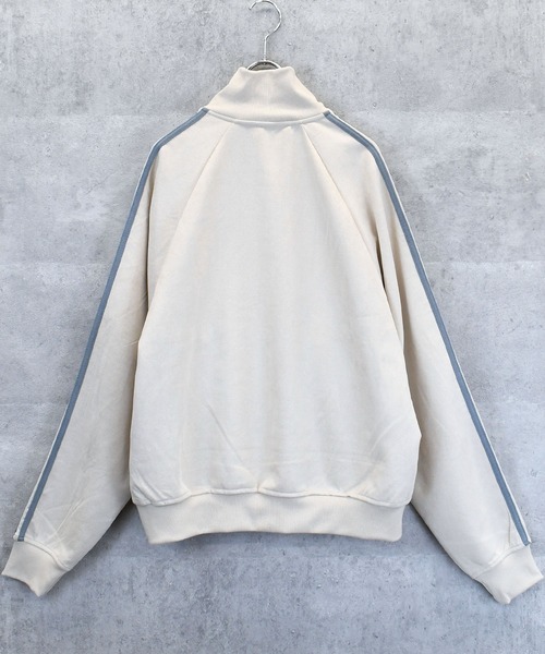 ジャージ faux suede track jacket/スウェードタッチ ワンポイント刺繍