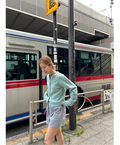 「BLACK BY MOUSSY」 カーディガン FREE ライトブルー レディース BLACK BY MOUSSY カーディガン round neck knit cardigan