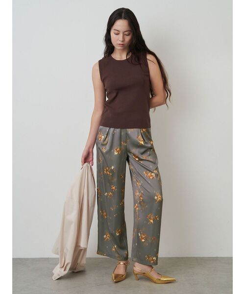 ELENDEEK パンツ ブラーフラワープリントパンツ レディース