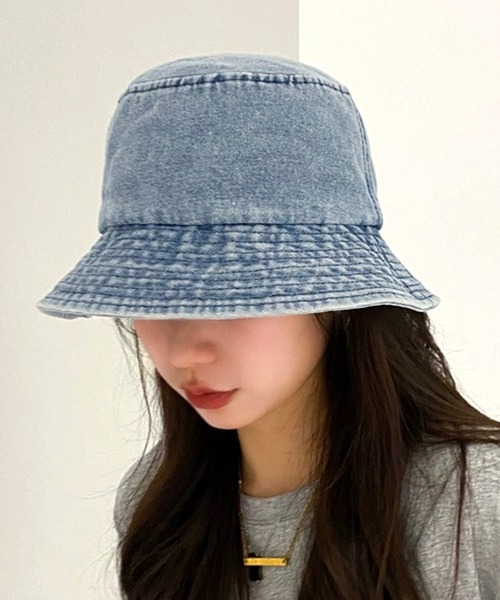 RILY バケットハット デニム Lサイズ Dewlily 帽子 ハット デニム風つば広バケットハット レディース