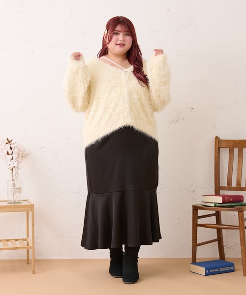 Louiosy カーディガン 「大きいサイズ」マルチウェイシャギー
