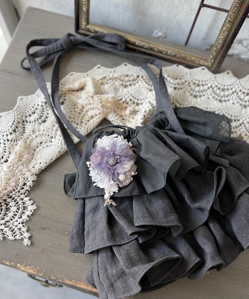 m.soeur（エムスール） ブローチ 紅茶染めの大きなコサージュ