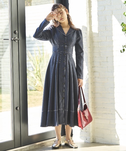 AND COUTURE（アンドクチュール） ワンピース デニムライク前ボタン
