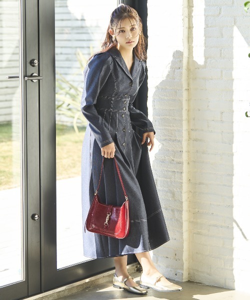 アンドクチュール デニムライクアンサンブルワンピース AND COUTURE（アンドクチュール） ワンピース デニムライク前ボタン