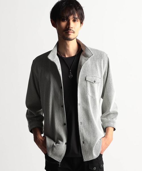 NICOLE CLUB FOR MEN シャツ ラッセルストライプスタンドカラー7