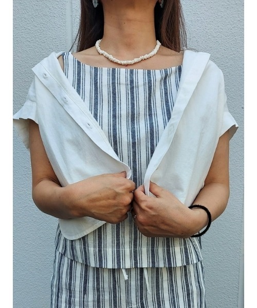 ブラウス シャツ グランジリネンノースリーブブラウス レディース GAP ブラウス シャツ リネンブレンド エプロントップス