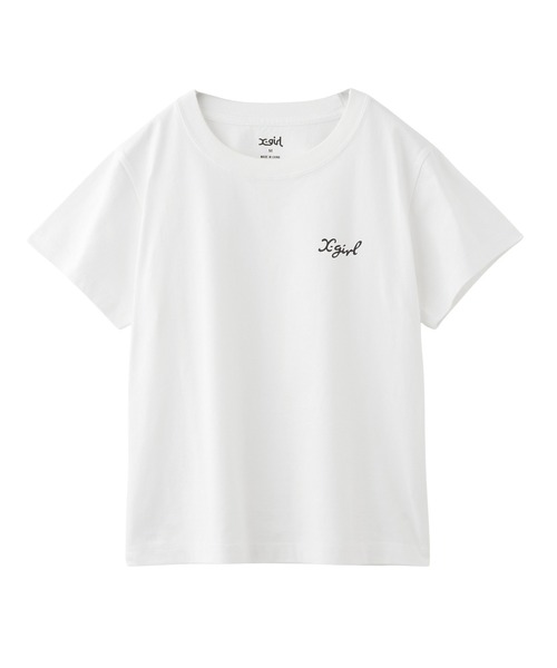 X-girl tシャツ LOGO AND BUTTERFLY 2P S/S BABY TEE レディース