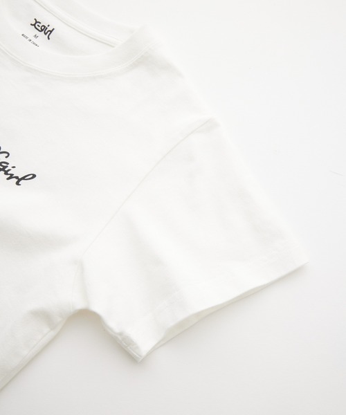 X-girl tシャツ LOGO AND BUTTERFLY 2P S/S BABY TEE レディース