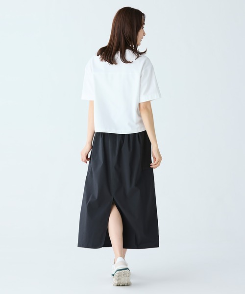国内即発【LACOSTE】裾口ドローストリング入りクロップドTシャツ セール】裾口ドローストリング入りクロップド5分袖 半袖Tシャツ