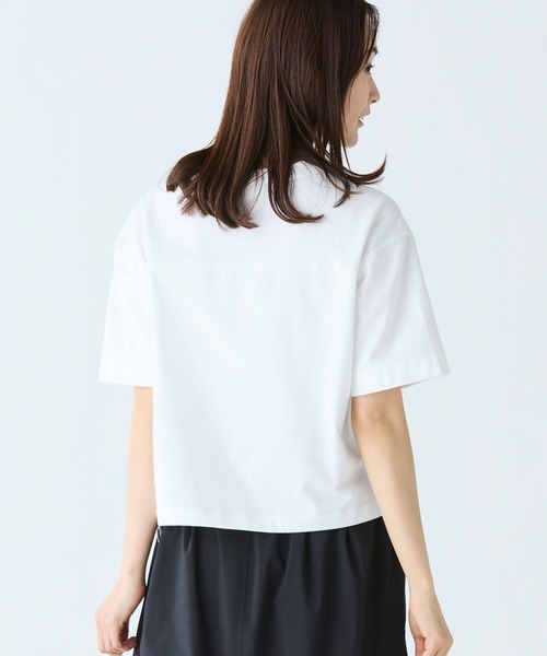 国内即発【LACOSTE】裾口ドローストリング入りクロップドTシャツ セール】裾口ドローストリング入りクロップド5分袖 半袖Tシャツ