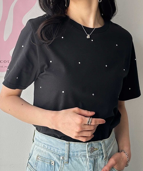 関税/送料込◆Giovane ラインストーン Tシャツ 半袖ラインストーンTシャツ メンズ（Tシャツ/カットソー