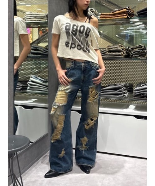 LAGUA GEM ジーンズ デニム デニムパンツ PAINT LOOSEY CRASH