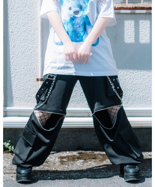 トラバストーキョー サスペンダー付きチェックカーゴパンツ TRAVAS TOKYO カーゴパンツ 「TRAVAS TOKYO/トラバス トーキョー