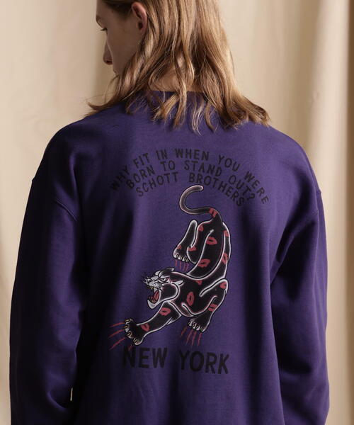 破格‼️SCHOTT スウェット Schott N.Y.C 「schott」 スウェットカットソー 2XL パープル