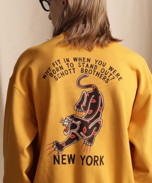Schott N.Y.C 「schott」 スウェットカットソー 2XL パープル