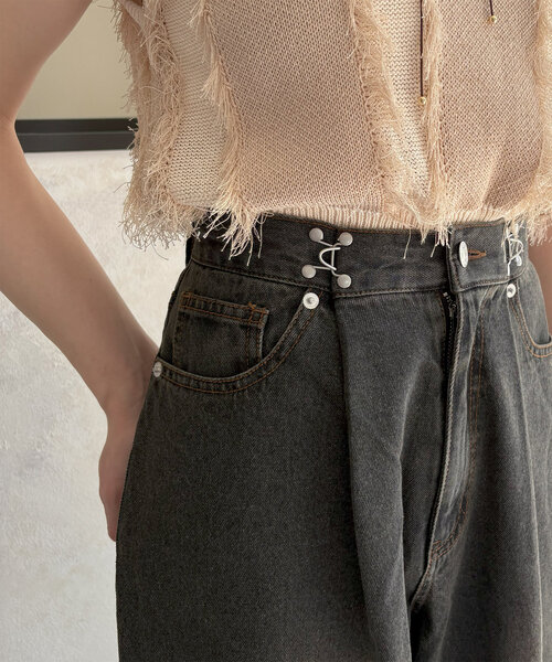 Thevon パンツ フックワイドデニム レディース : ZOZOTOWN Yahoo