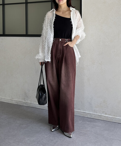 Thevon パンツ フックワイドデニム レディース : ZOZOTOWN Yahoo