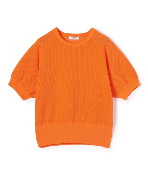 ニット セーター コットンメッシュ ハーフスリーブプルオーバー レディース MACPHEE ニット セーター コットンメッシュ ハーフスリーブプル