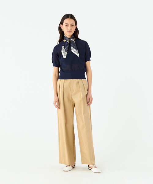 MACPHEE ニット セーター コットンメッシュ ハーフスリーブプル