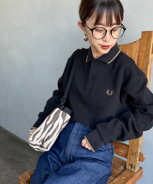 ポロシャツ ポロ 「WEB先行予約」「FRED PERRY/フレッドペリー」  別注 ワンポイントロゴ刺繍 ロングスリーブポロシャツ レディース メン