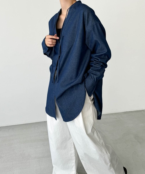 「CANAL JEAN」 長袖ブラウス ONE SIZE ブルー レディース