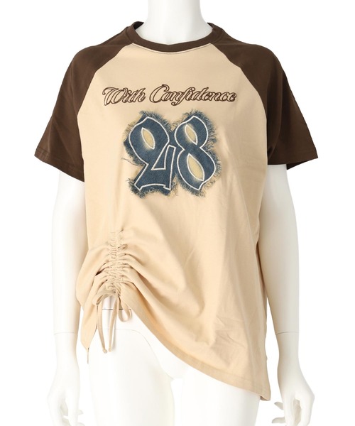 ANAP（アナップ） tシャツ 半袖 デニムワッペン付き ラグランTシャツ