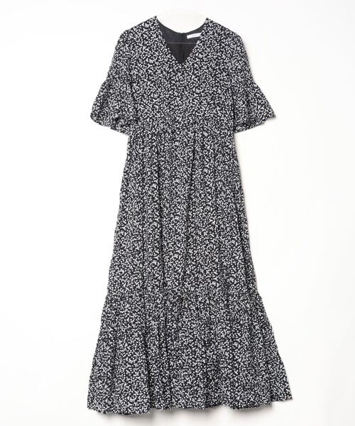 MARIHA ワンピース サイズ36 MARIHA 「MARIHA」 花柄7分袖ワンピース 36 ブラック レディース