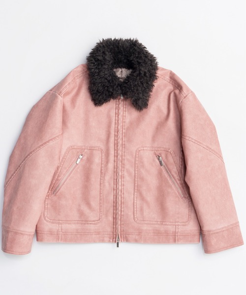 ウォッシュドヴィーガンレザーブルゾン　メゾンスペシャル SALE】Washed Vegan Leather Short Length Blouson