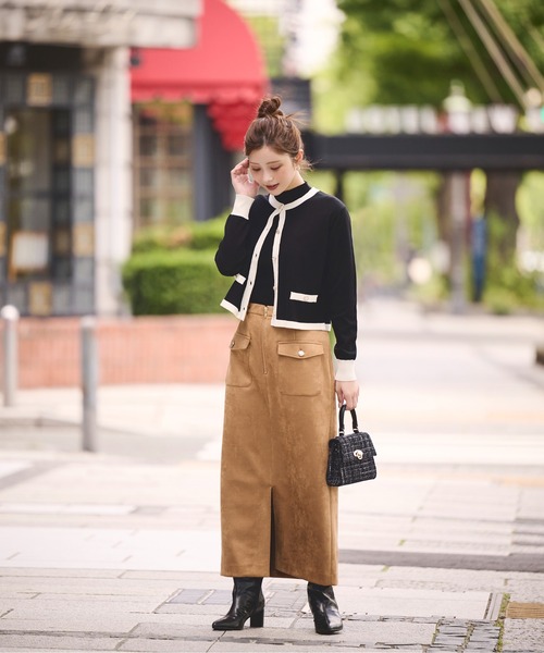 極美品 23区 スエード調 プリーツスカート セットアップスーツ 34/32