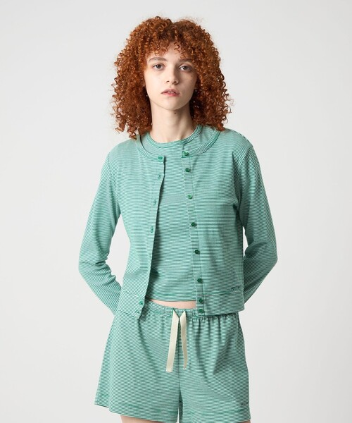 <6(ROKU)>SHEER COLOR RIB CARDIGAN/カーディガン 6（ロク）の「＜6(ROKU)＞SHEER COLOR RIB CARDIGAN