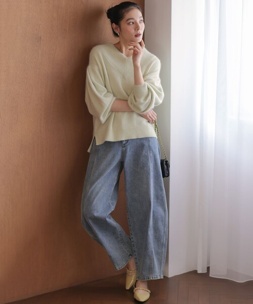 fofofofa ニットセーター 組曲（KUMIKYOKU） ニット セーター フラッフィーファーVネック