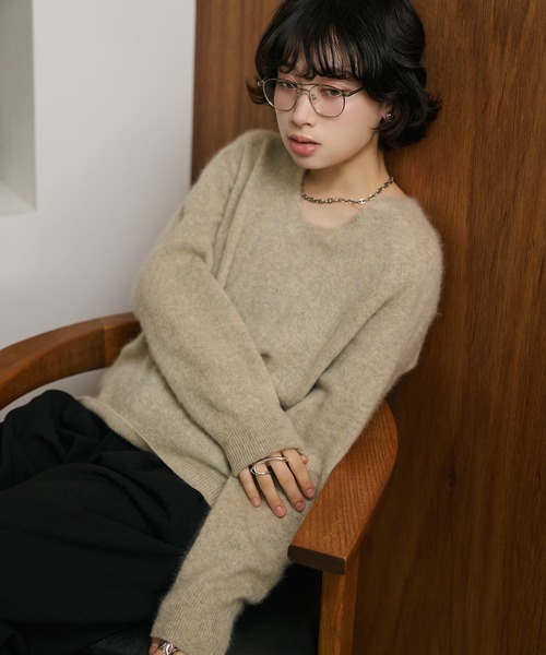 ニット セーター wool cashmere v neck knit pullover /ウールカシミヤ 